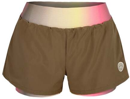 Bidi Badu Spectrum 2In1 Printed Shorts Dames-Bruin,Geel