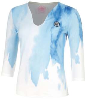 Bidi Badu Watercolour V-Neck Longsleeve Dames-Wit,Blauw - XL