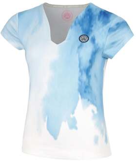 Bidi Badu Watercolour V-Neck T-shirt Dames-Wit,Blauw - S