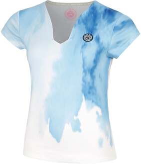 Bidi Badu Watercolour V-Neck T-shirt Dames-Wit,Blauw - XS,S,M,L,XL