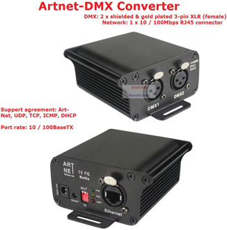 Bidirectional signal converter 1Pcs/Lot DC9-12V Artnet-DMX Converter Professional Standard DMX512 Output RJ45 Net Connectors