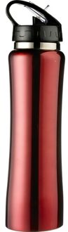 Bidon/drinkfles met buigbare drinktuit - Rood - 500 ml - RVS - Sportfles - Waterfles
