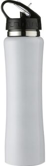 Bidon/drinkfles met buigbare drinktuit - Wit - 500 ml - RVS - Sportfles - Waterfles
