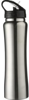 Bidon/drinkfles met buigbare drinktuit - Zilver - 500 ml - RVS - Sportfles - Waterfles