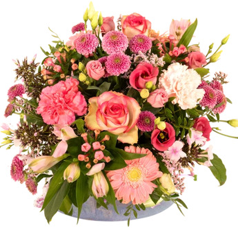 Biedermeier roze bloemstuk vanaf Ø 25 cm