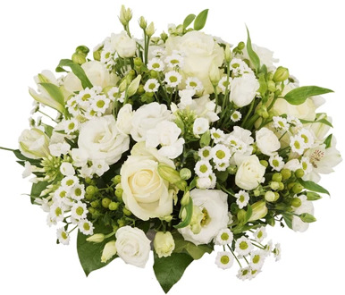 Biedermeier wit bloemstuk vanaf Ø 25 cm