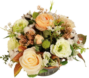 Biedermeier zalm - wit ca. H 25cm x B 35cm