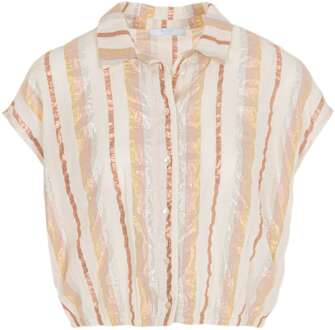 Bieke gloss stripe blouse pastel gloss stripe Ecru - M