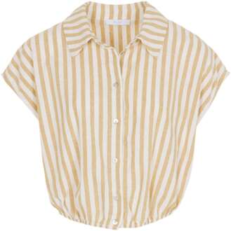 Bieke linen stripe blouse ochre Ecru - M