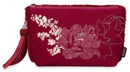 Bien moves etui rood, bloemen en nepbont