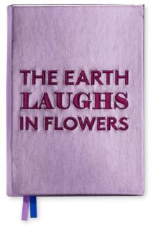 Bien moves notitieboekje geborduurd, the earth laughs in flowers, claude monet quote