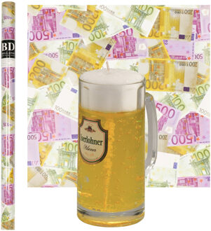 Bier Kaars - Duits Bier - H15 cm met Euro Geld Inpakpapier - cadeau voor vaderdag - oom - opa