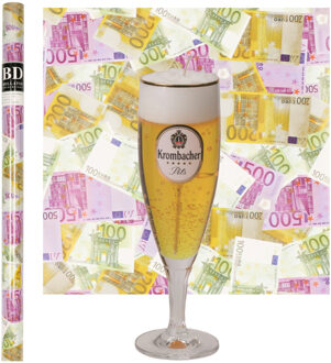 Bier Kaars - Krombacher - H20 cm met Euro Geld Cadeaupapier - cadeau- vaderdag - opa - oom