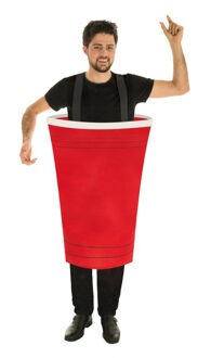 Bier pong kostuum - rood - voor volwassenen - one size - Carnaval verkleedkleding One size