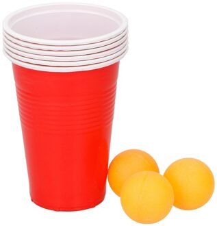 Bier pong - red cups - 9 delig - plastic - Drankspel- 2-4 spelers