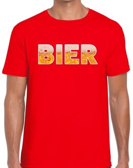Bier tekst t-shirt rood heren 2XL