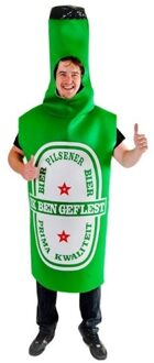 Bierfles kostuum - volwassenen - ik ben geflest - bier - bierfeest - funny verkleedkleding Groen