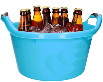 Bierflessen emmer/teil - 17 liter - blauw - kunststof - 45 x 27 cm - Veel flessen bier koelen