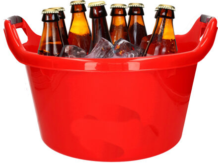 Bierflessen emmer/teil - 17 liter - rood - kunststof - 45 x 27 cm - Veel flessen bier koelen