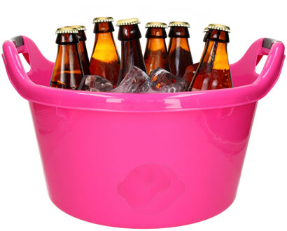 Bierflessen emmer/teil - 17 liter - roze - kunststof - 45 x 27 cm - Veel flessen bier koelen