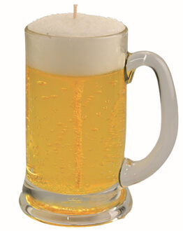 Bierglas gadget/kado Bierkaars - bierpul - H13 cm/D8 cmA - Vaderdag/verjaardag - figuurkaarsen Multikleur