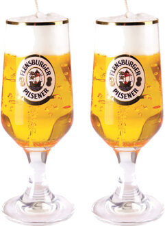 Bierglas kaars - 2x - Duits bier - 20 cm - Bierkaars cadeau - Vaderdag en verjaardag gadget