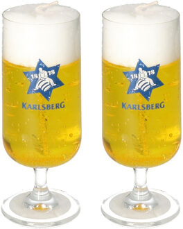 Bierglas kaars - 2x - Duits bier - H18 cm - funny gadget - Bierkaars - caderau - bierliefhebber