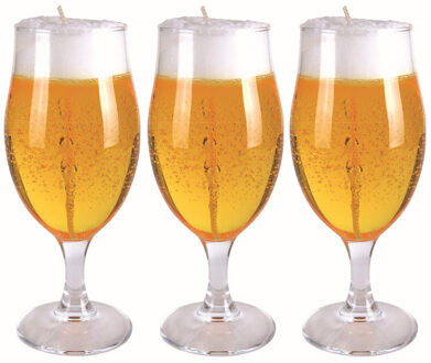 Bierglas kaars - 3x - bierpul - H19 cm - D6 cm - Bier gadget kaars - Vaderdag of verjaardag cadeau