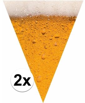 Bierglas print vlaggenlijn - 2x - slinger - 650 cm - bierfeest/oktoberfest versiering - kunststof
