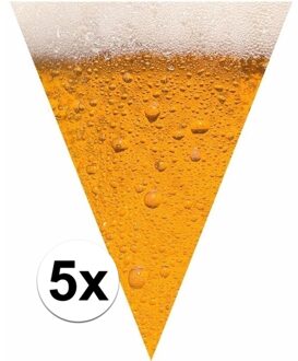 Bierglas print vlaggenlijn - 5x stuks - slinger - 650 cm - bierfeest/oktoberfest versiering - kunsts