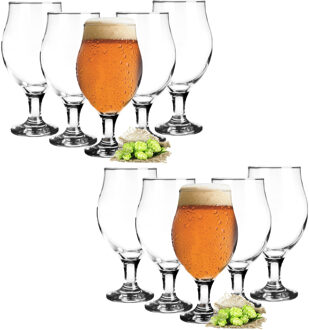 Bierglazen - 12x - op voet - 500 ml - glas - speciaal bier
