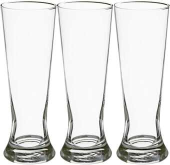 Bierglazen - 12x stuks - transparant - 370 ml - 21 cm - glazen voor bier