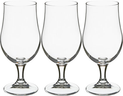 Bierglazen - 12x stuks - transparant - voetglazen - 370 ml - 18 cm