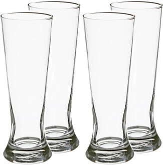 Bierglazen - 20x stuks - transparant - 370 ml - 21 cm - glazen voor bier