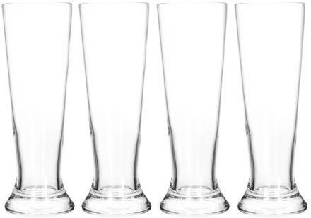 Bierglazen - 4x st - 370 ml - 7 x 20 cm - glas - pilsenerglazen - glazen voor bier