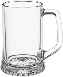 Bierglazen - 4x stuks - bierpullen - handvat - 320 ml - 12 cm Transparant