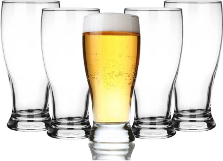 Bierglazen - 6x - fluitje - 500 ml - glas - speciaal bier Transparant