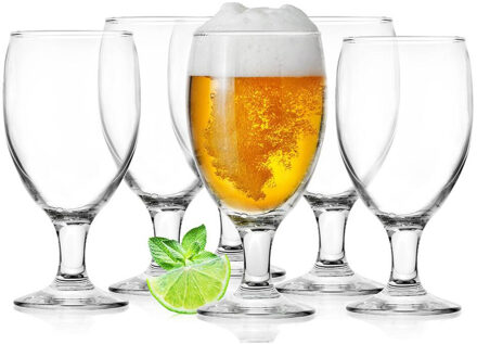 Bierglazen - 6x - op voet - 500 ml - glas - speciaal bier