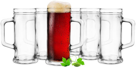 Bierglazen - Bierpullen - 6x - 500 ml - glas - Oktoberfest Transparant