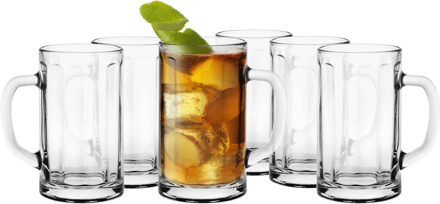 Bierglazen - Bierpullen - transparant glas - 6x stuks - 300 ml - Oktoberfest