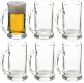 Bierglazen - Bierpullen - transparant glas - 6x stuks - 650 ml