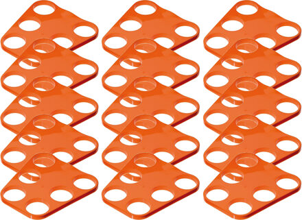 Bierglazen Dienblad - 15x - 6 glazen - oranje - bekerhouder - EK/ WK supporter - kunststof