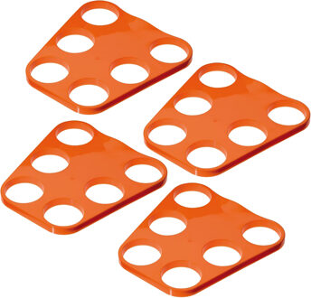 Bierglazen Dienblad - 4x - 6 glazen - oranje - bekerhouder - EK/ WK supporter - kunststof