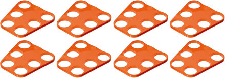 Bierglazen Dienblad - 8x - 6 glazen - oranje - bekerhouder - EK/ WK supporter - kunststof