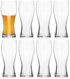 Bierglazen/drinkglazen/Pilsglazen - set van 8x stuks - 400 ml - Hoog model bierglas - 17 cm