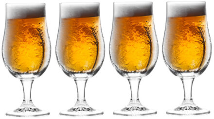 Bierglazen op voet - 4x- glas - speciaal bier