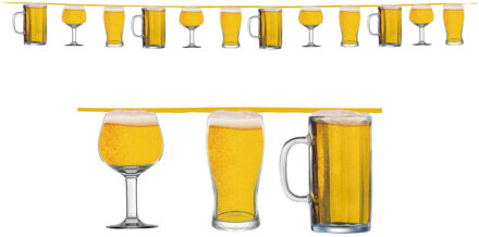 Bierglazen print vlaggenlijn - 2x - slinger - 300 cm - bierfeest/oktoberfest versiering - karton