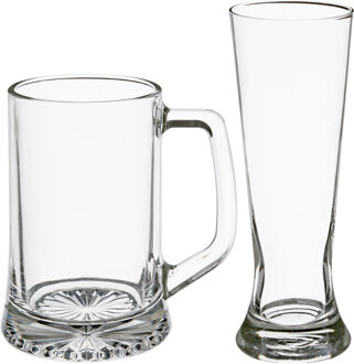 Bierglazen set - bierpullen/pilsglazen fluitje - 8x stuks - glas