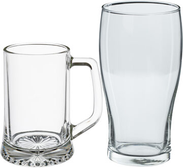 Bierglazen set - bierpullen/pint glazen - 8x stuks - glas