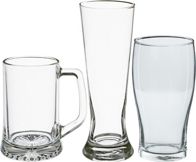 Bierglazen set - pilsglazen/bierpullen/pint glazen - 12x stuks - glas